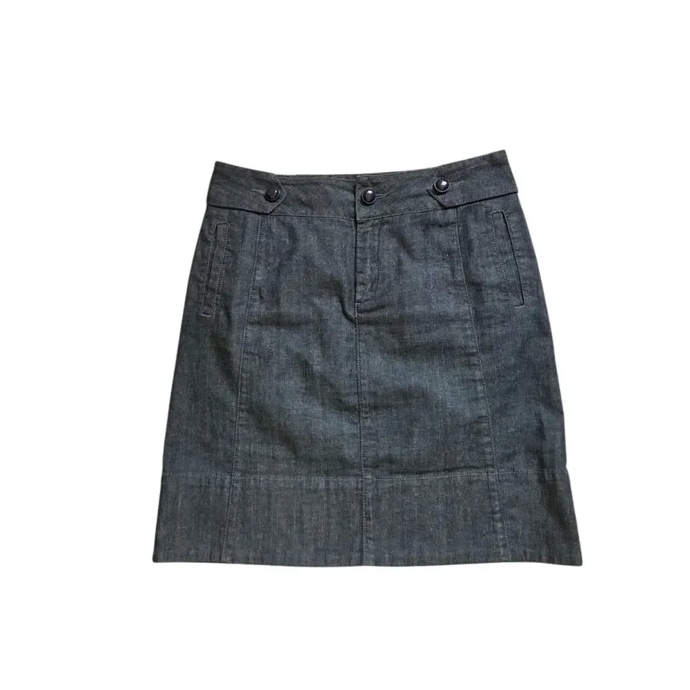 Idra Anthropologie Dark Gray Denim Look Pocket Buttons Mini Skirt, Size 4